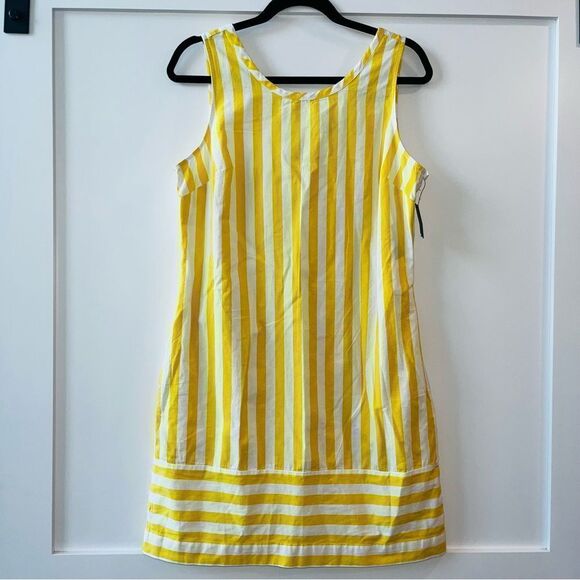 New Crown and Ivy Yellow Striped Dress Sz 8 Women’s Bow Detail - Picture 1 of 7